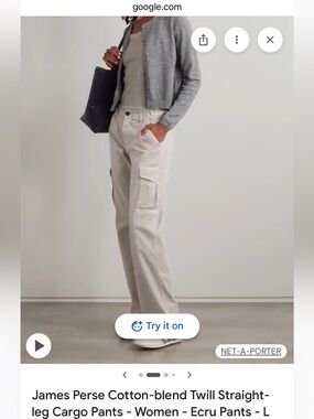 James Perse Ecru Straight-Leg Cargo Pants